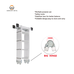 Big Hinge Aluminum Folding Ladder Industrial Design Adjustable EN 131 Standard 300 Lbs Multi-Purpose Ladder for Home Outdoor Use