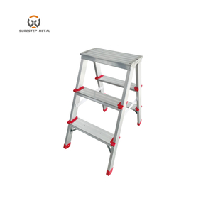 Hot Sale Factory Foldable Portable Directly Sale Wide Step Double-sided Aluminum Step Stool for kitchen home use
