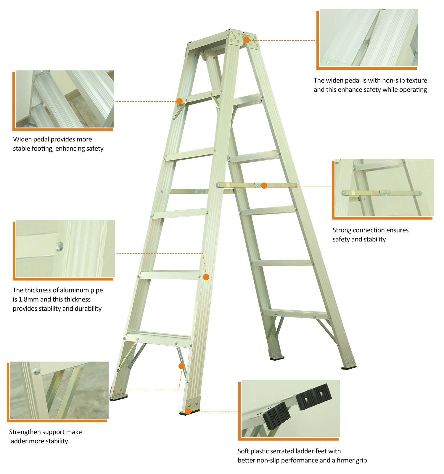 High Quality Aluminium Double-Side Step Ladder