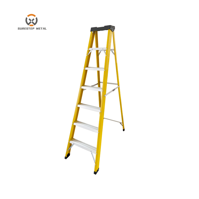 4/5/6/7/8/9/10 Steps Non-conductive Safe and Convenient Single Sided Fiberglass Ladder with Tool Tray OEM Chinese Factory